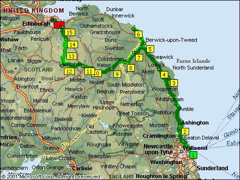 Route naar Edinburgh